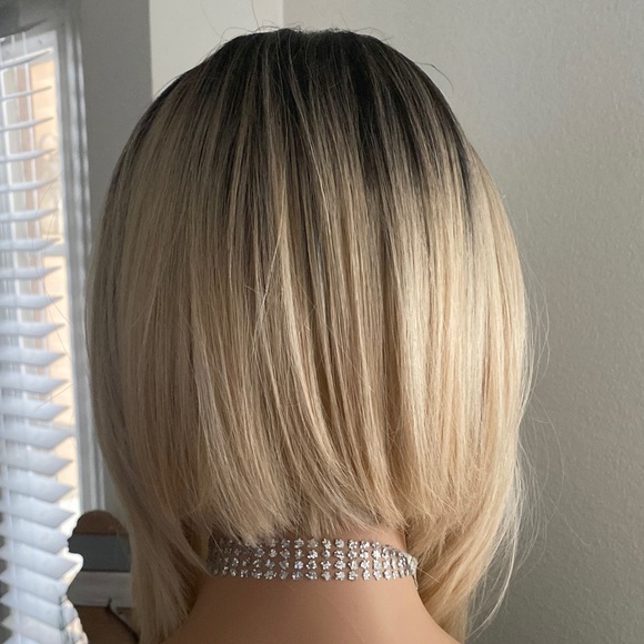 Blonde Lace Front Asymmetrical Bob Wig - Picture 3 of 6